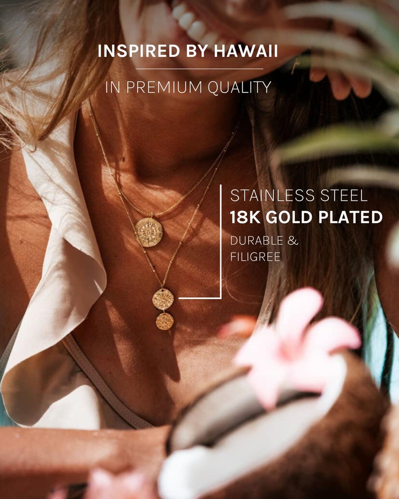 PureleiÂ® Malihini Necklace (gold) â€“ 18K Gold plated stainless steel jewelry â€“ Waterproof chain with pendant â€“15.75-17.72 inches adjustable length â€“ Fashion jewelry for your individual look - Image 3